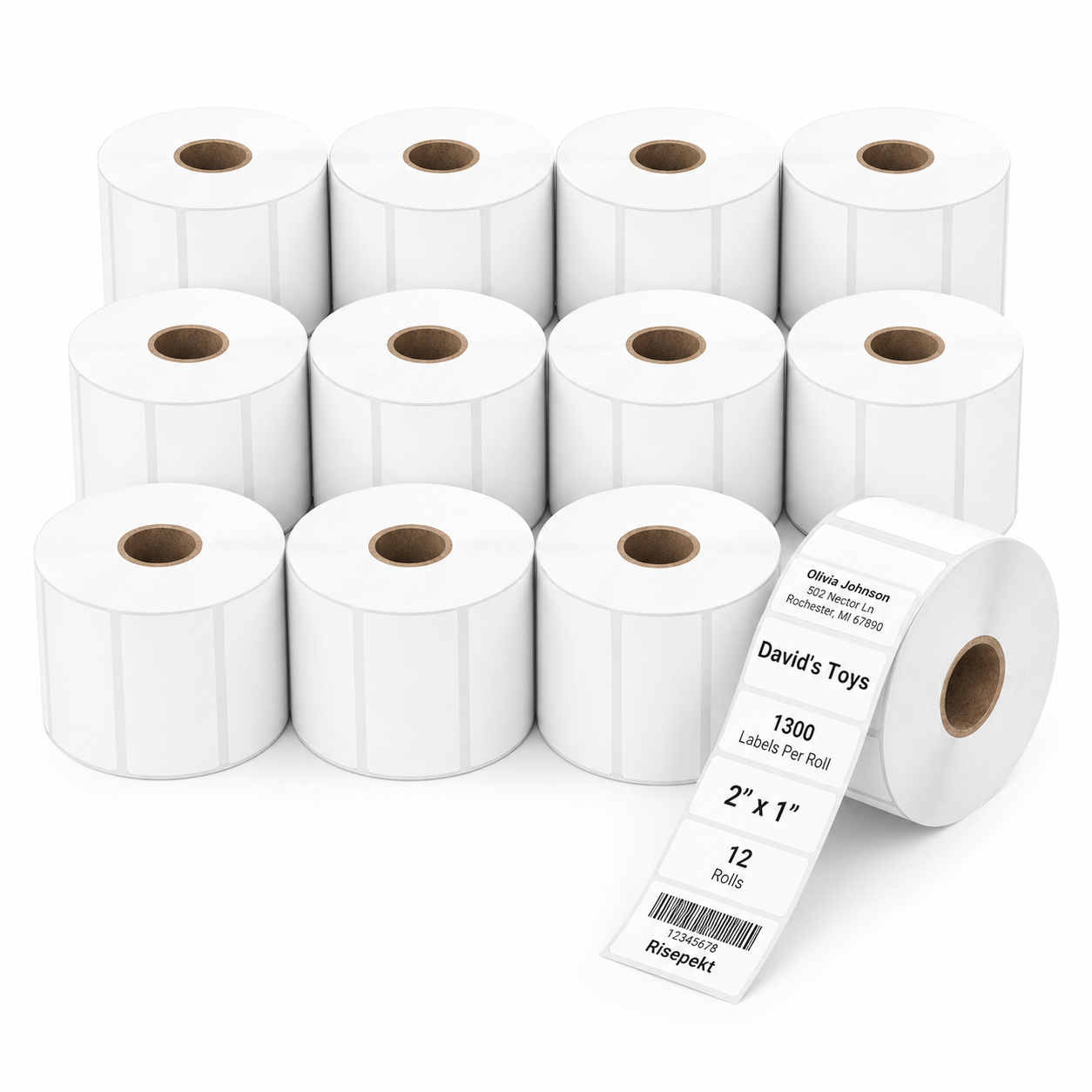 15600 Pcs 2x1 Direct Thermal Labels Fit for Zebra ZD411 ZD410 LP2824, Risepekt 2" x 1" Matte White Waterproof Return Address Labels Compatible with Rollo, Zebra, Munbyn, Jadens, Arscan Label Printers