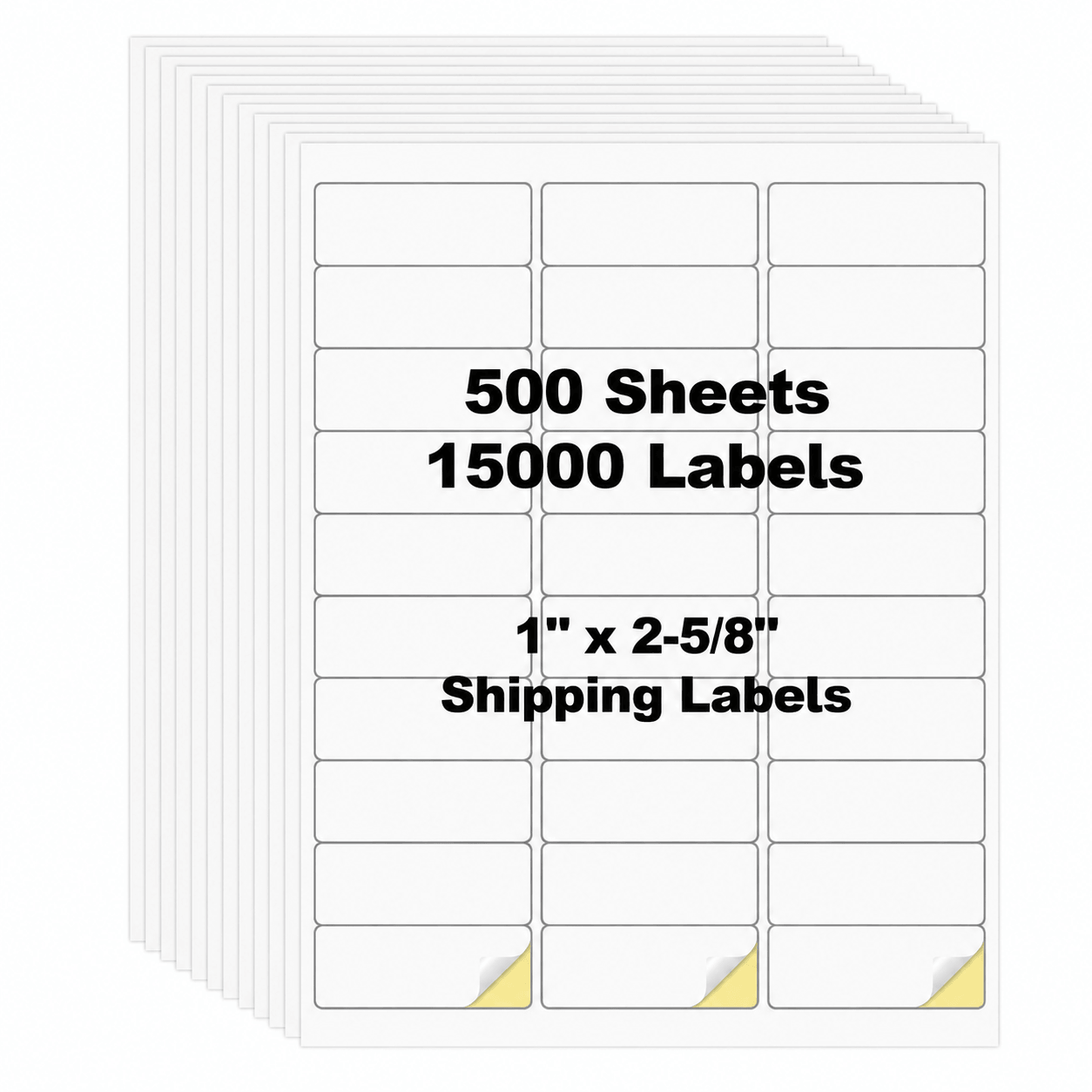 500 Sheets 15000 Pcs 30 Up 1" x2-5/8 Shipping Address Barcode Labels for Laser & Inkjet Printers, 1x2.625 FBA Labels on US Letter, 30 per Sheet Return Address Labels, 30 per Page